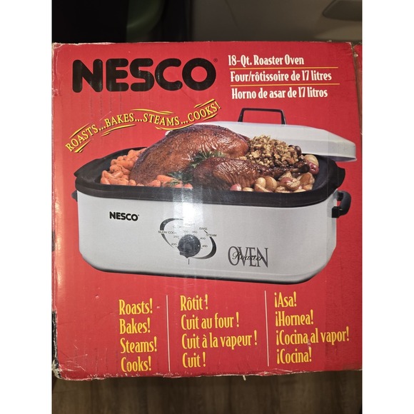 Vintage NESCO 18‎ Qt Roaster Oven Slow Cook Roast Bake Cook Steam 4808-14-30 NEW